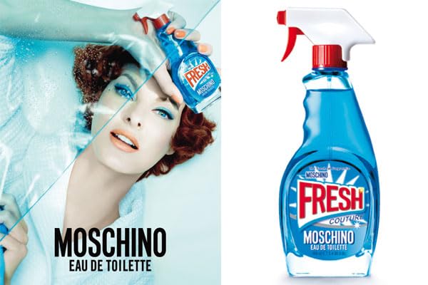 Moschino Fresh Couture application gesture shows easy spritz access