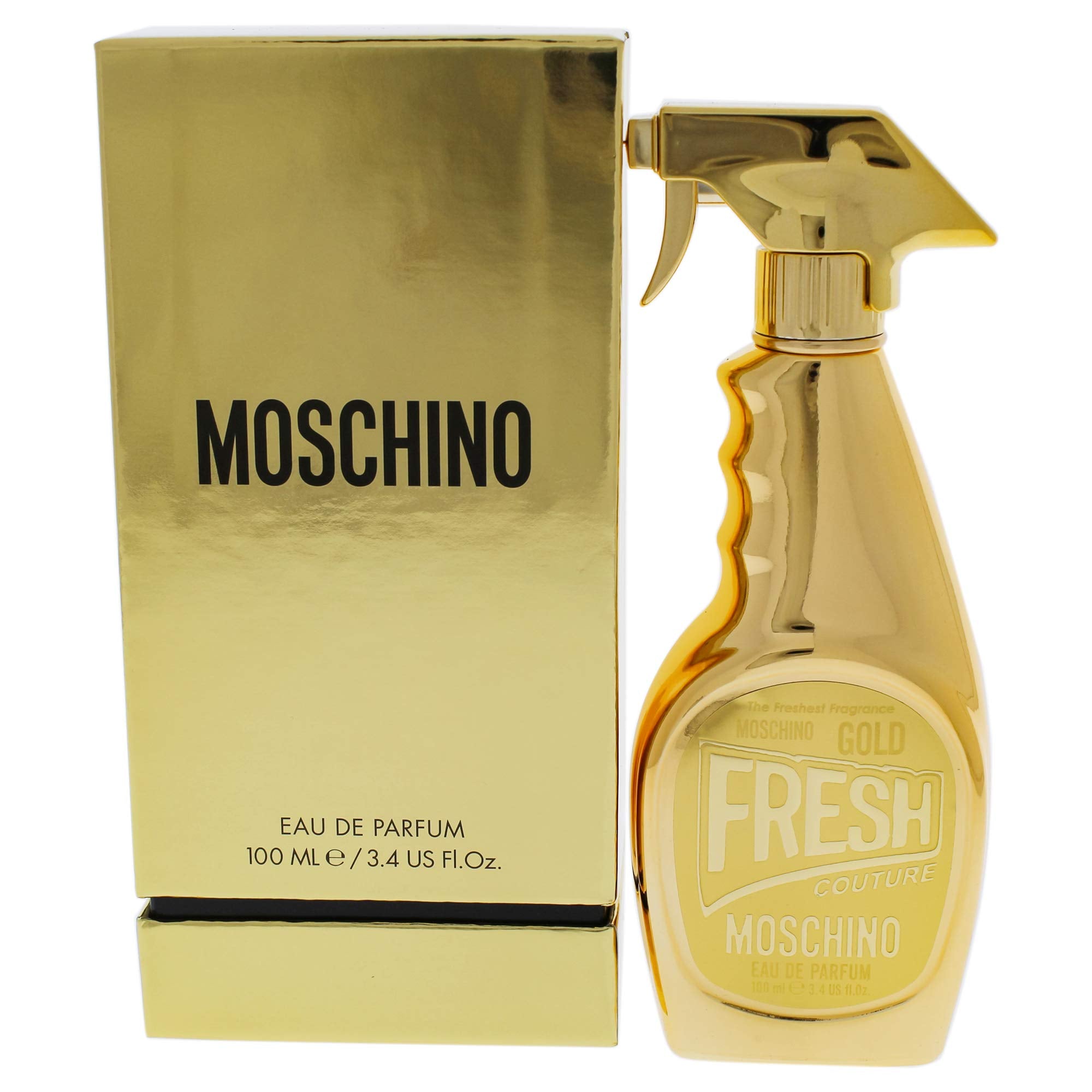 Moschino Gold Fresh Couture bottle close-up—sparkling elegance for date nights.