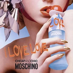 Moschino I Love Love packaging shows optimistic branding for gift-ready presentation.