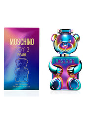 Moschino Toy 2 Pearl bottle display highlights elegant packaging for a stylish gift or shelf presence.