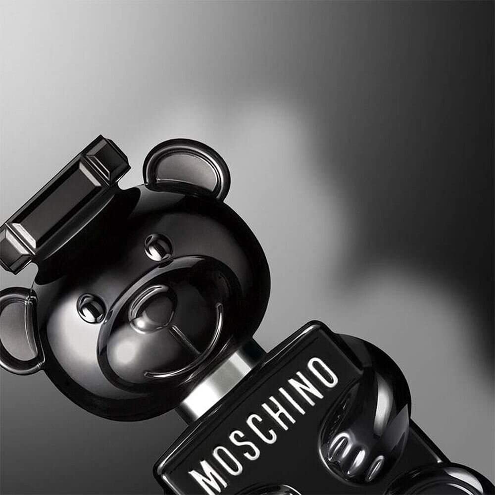 Moschino Toy Boy campaign image features bold bear branding and confident masculine vibe