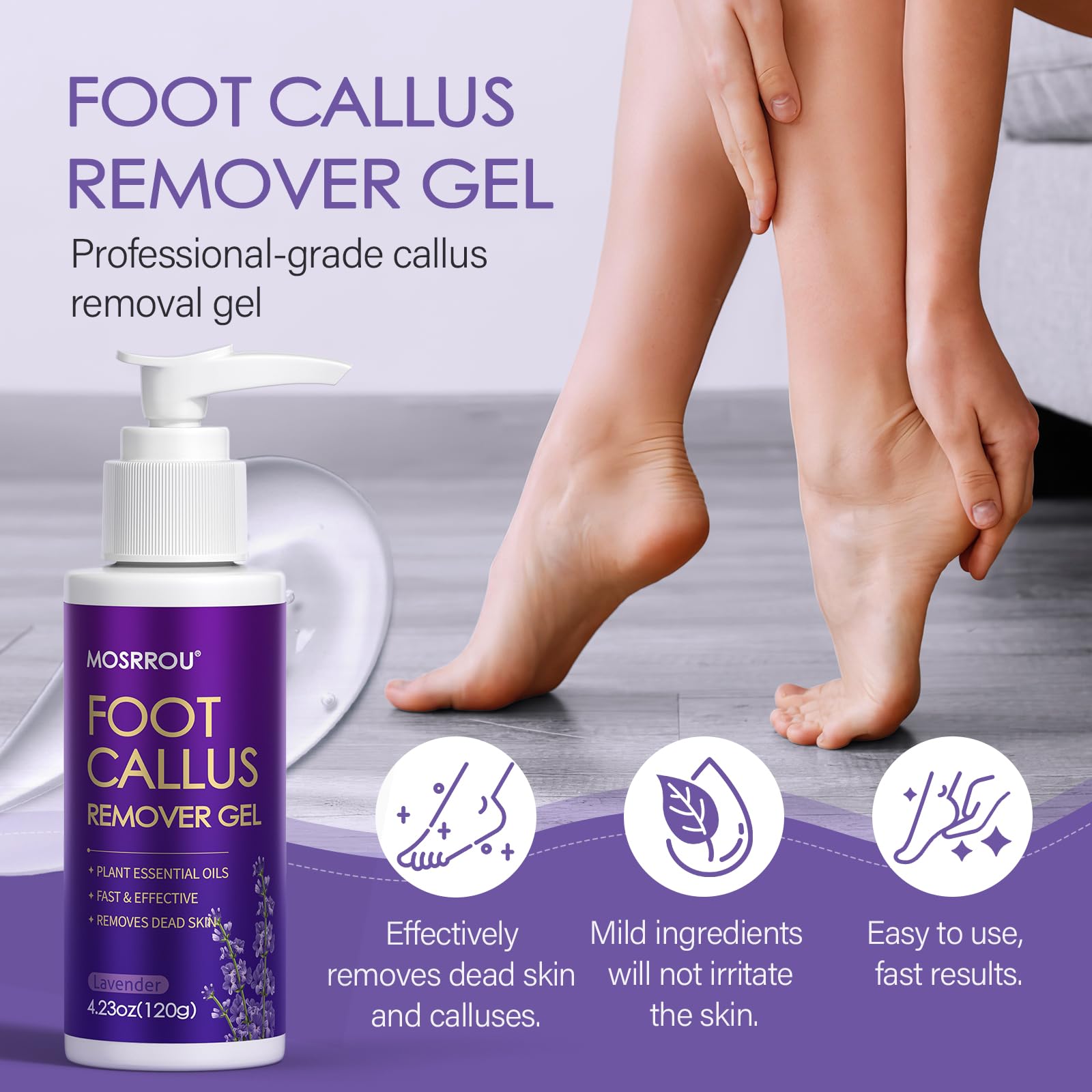 MOSRROU exfoliating bath salts lavender soften dead skin and soothe tired feet.