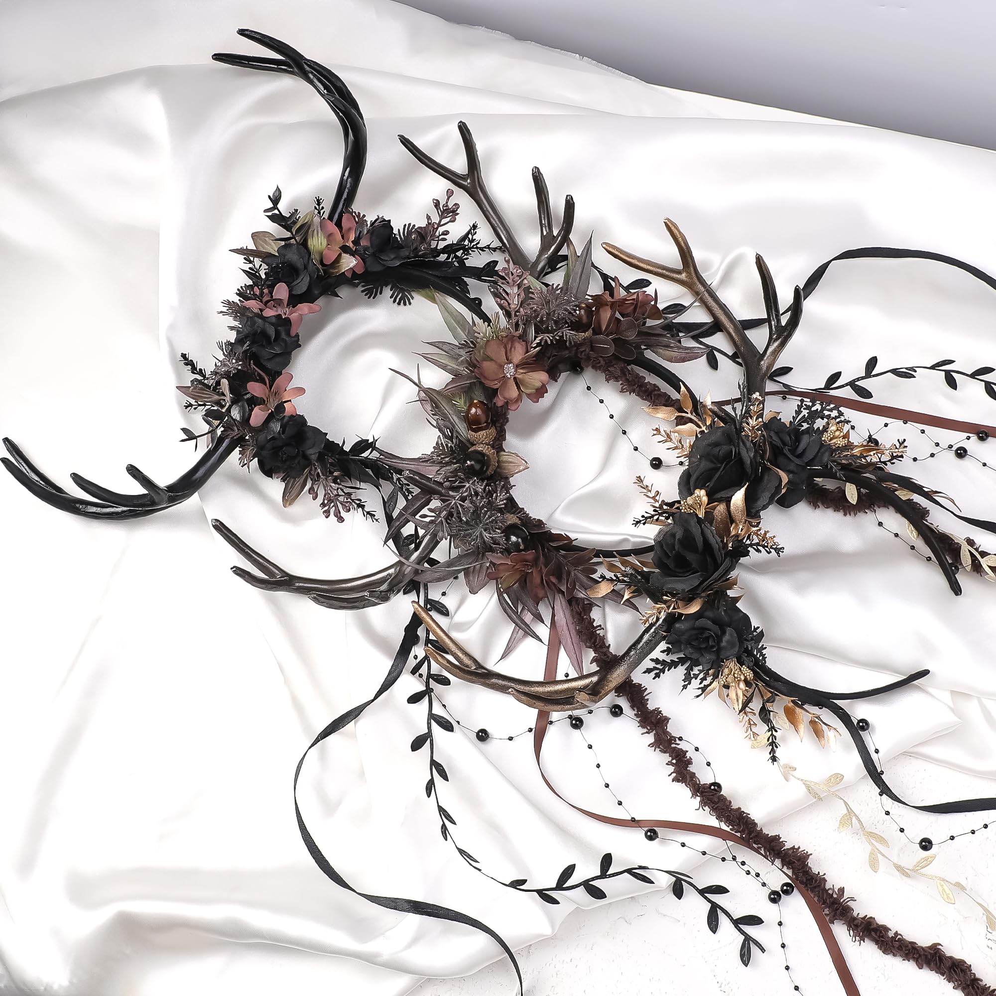 MOSTORY black color with flowers pairs well with dramatic dark outfits