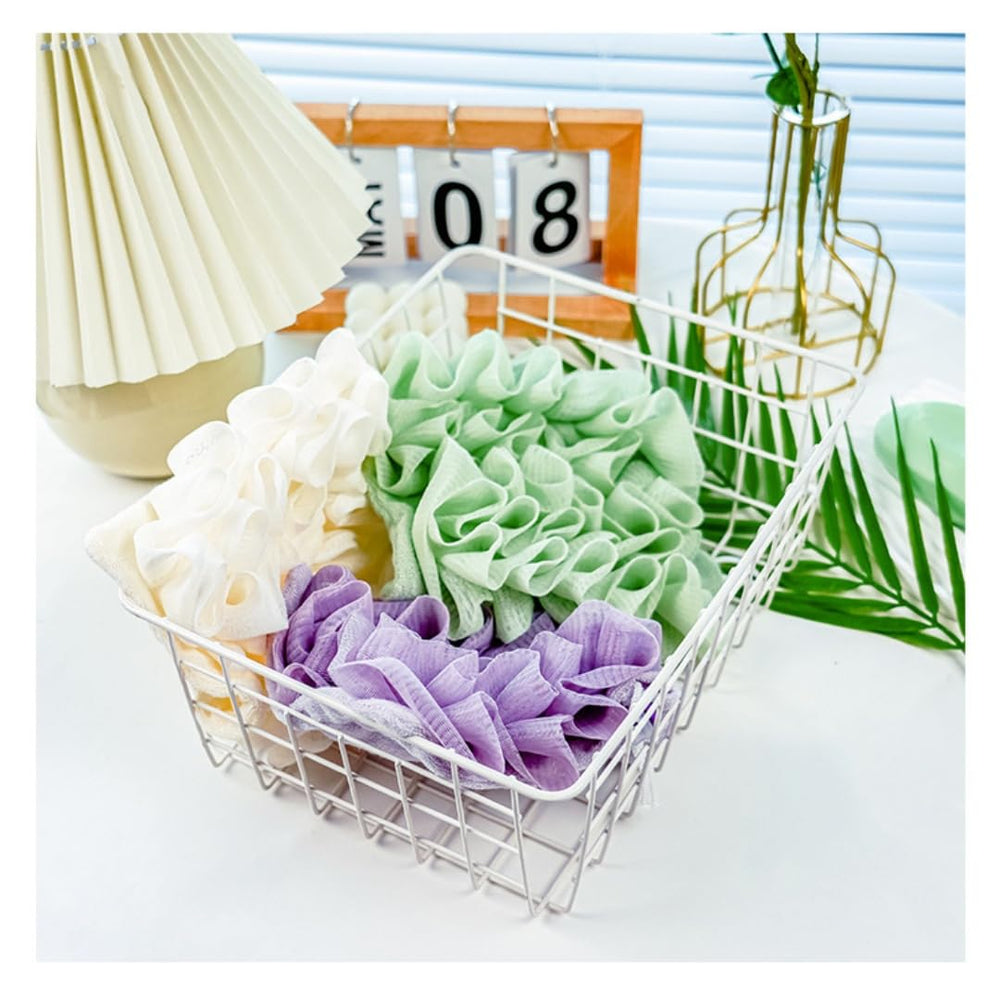 MOSYFEIBI loofah cloth with bar soap holder for easy access during baths.