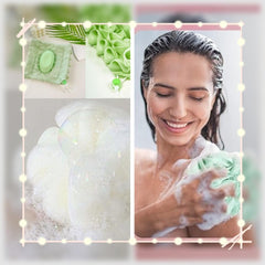 MOSYFEIBI mesh shower ball delivers thorough body cleansing and exfoliation.