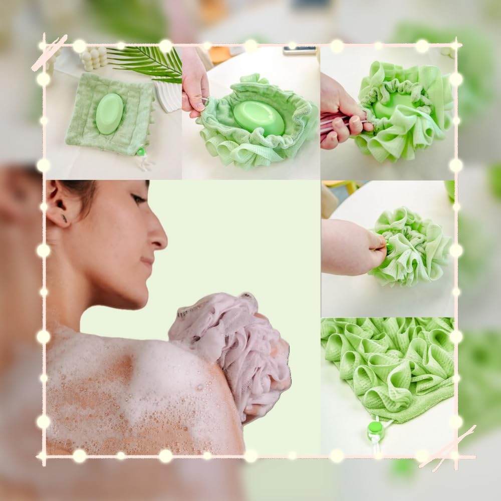 MOSYFEIBI soft loofah cloth offers gentle cleansing for sensitive skin.