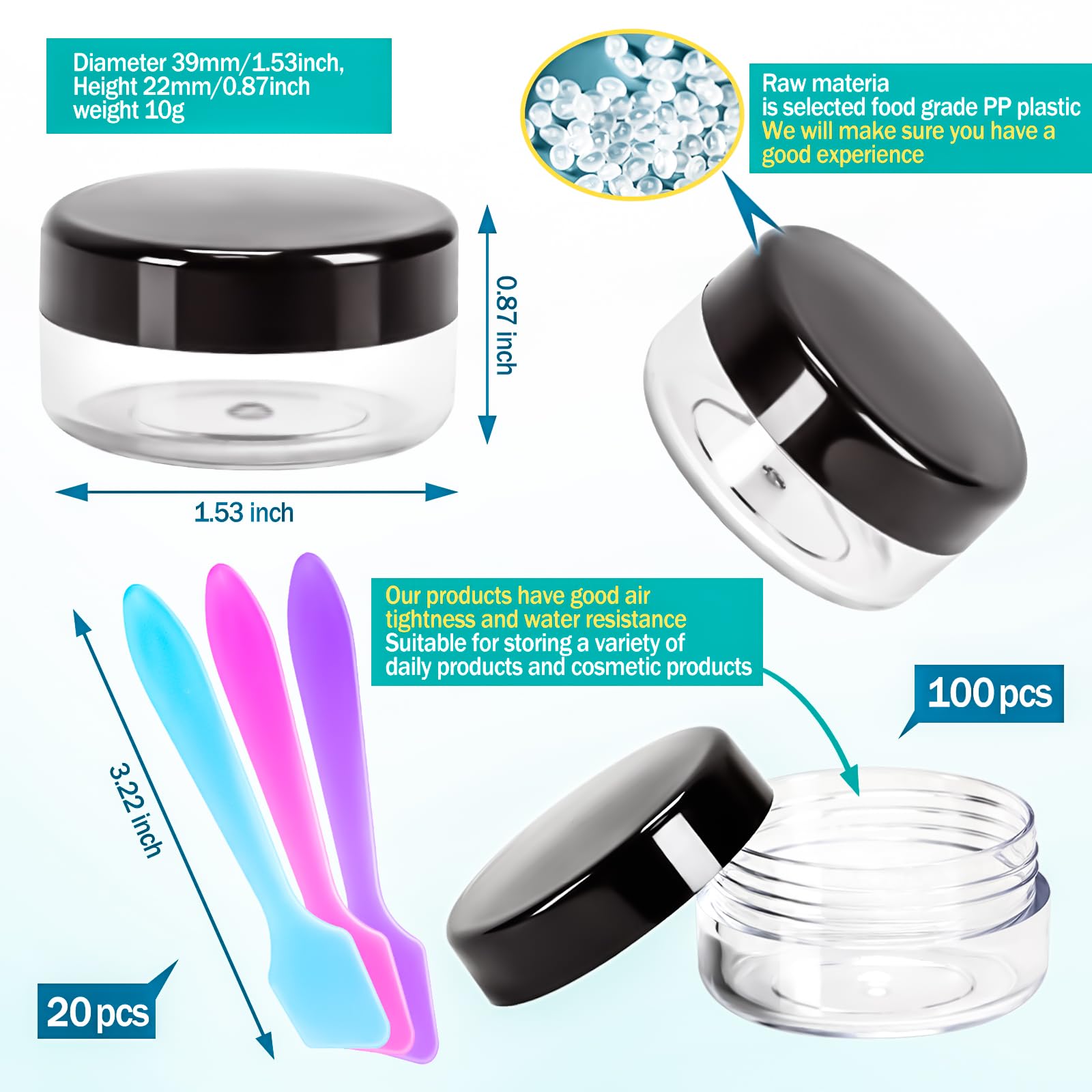 MotBach 10g cosmetic jar close-up with secure black lid.