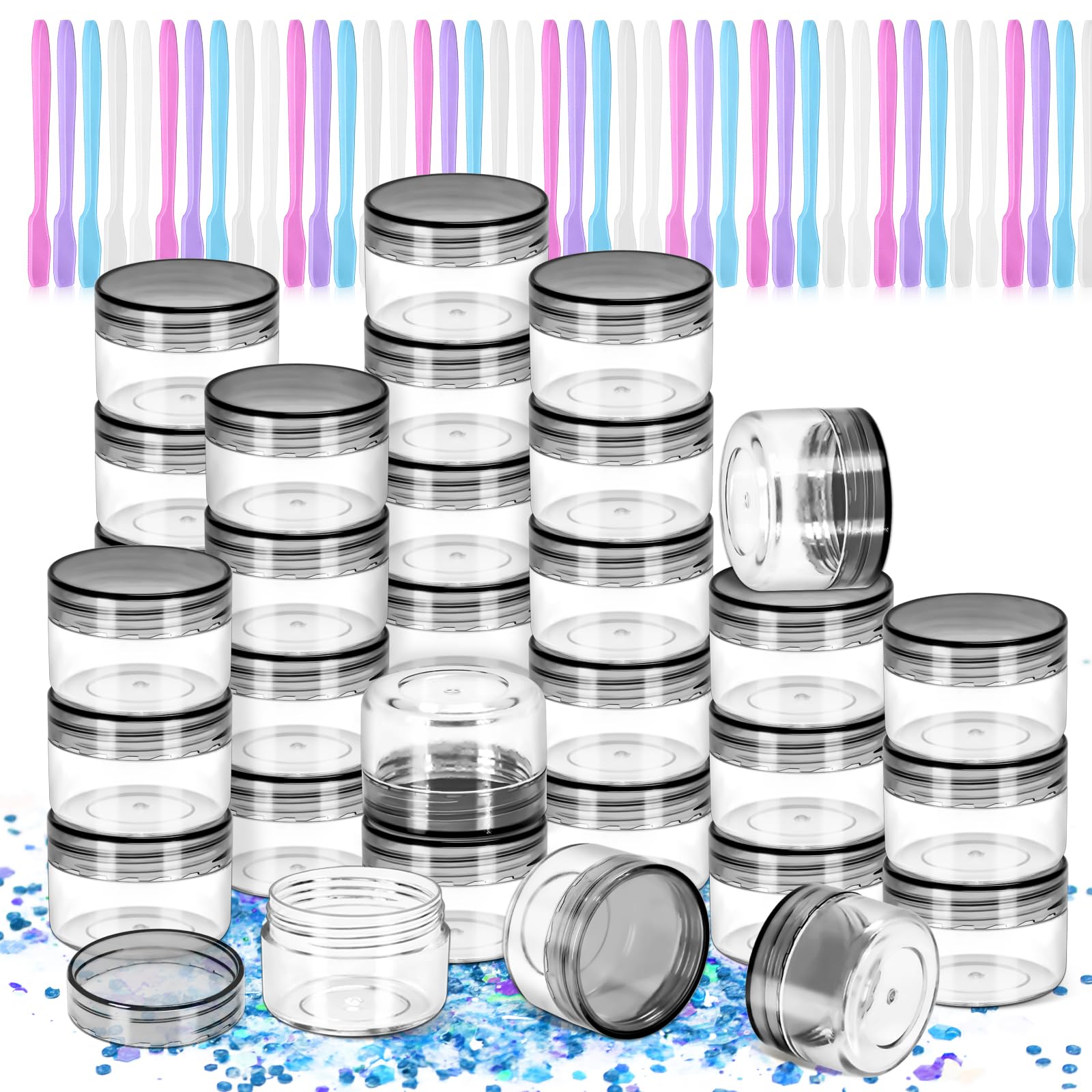 MotBach plastic jars offer durable, reusable storage for small cosmetic quantities.