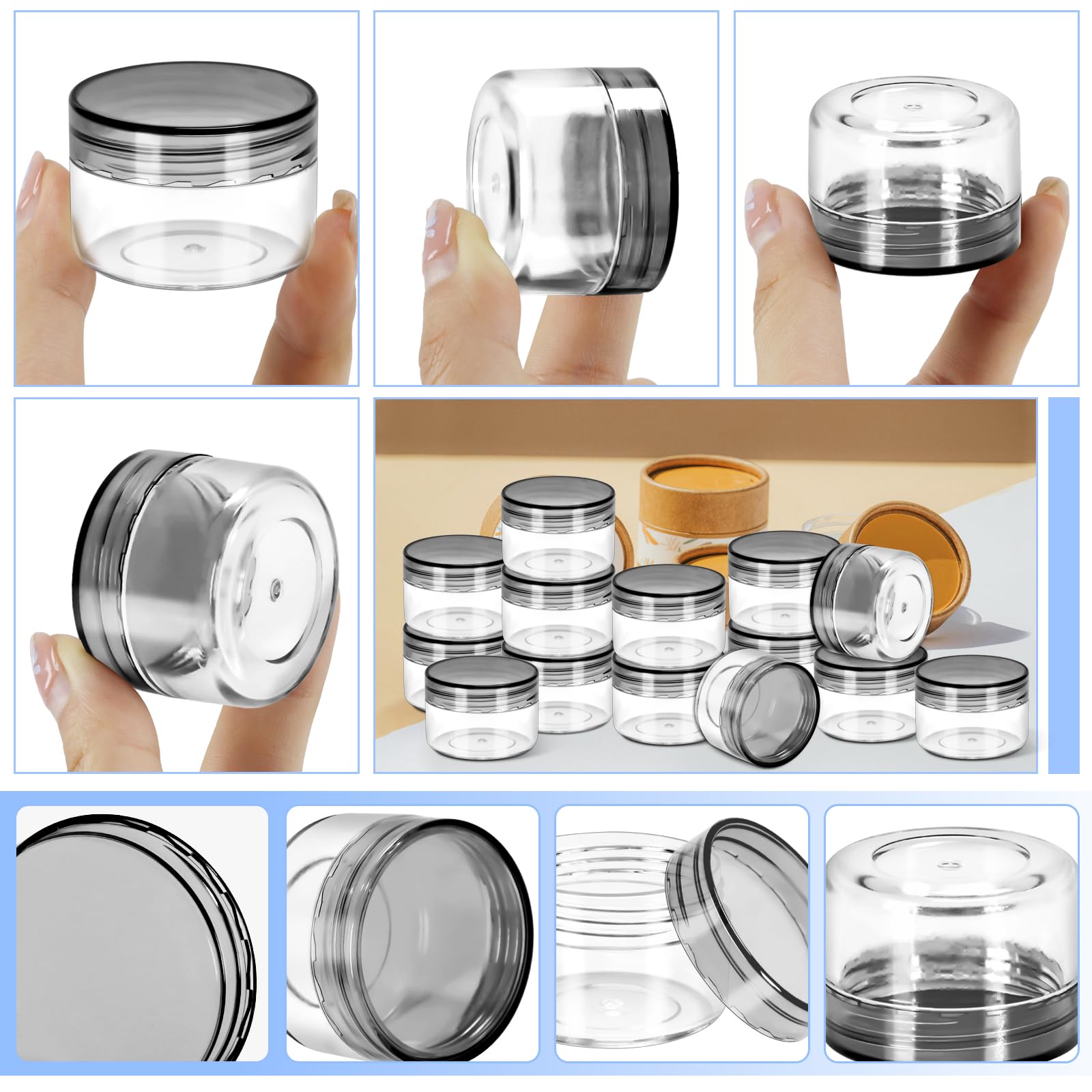 MotBach round containers keep products organized and leak-free during trips.