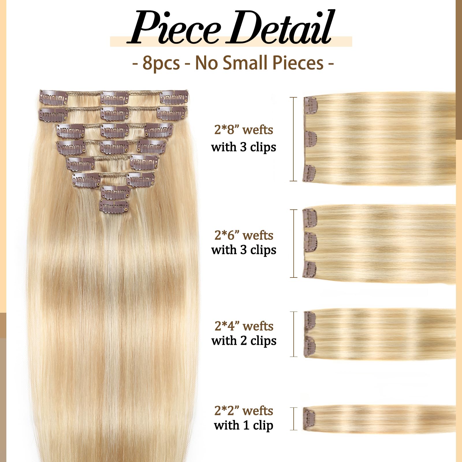 MOTFIN balayage clip-in extension pack offers sun-kissed color and dimension.