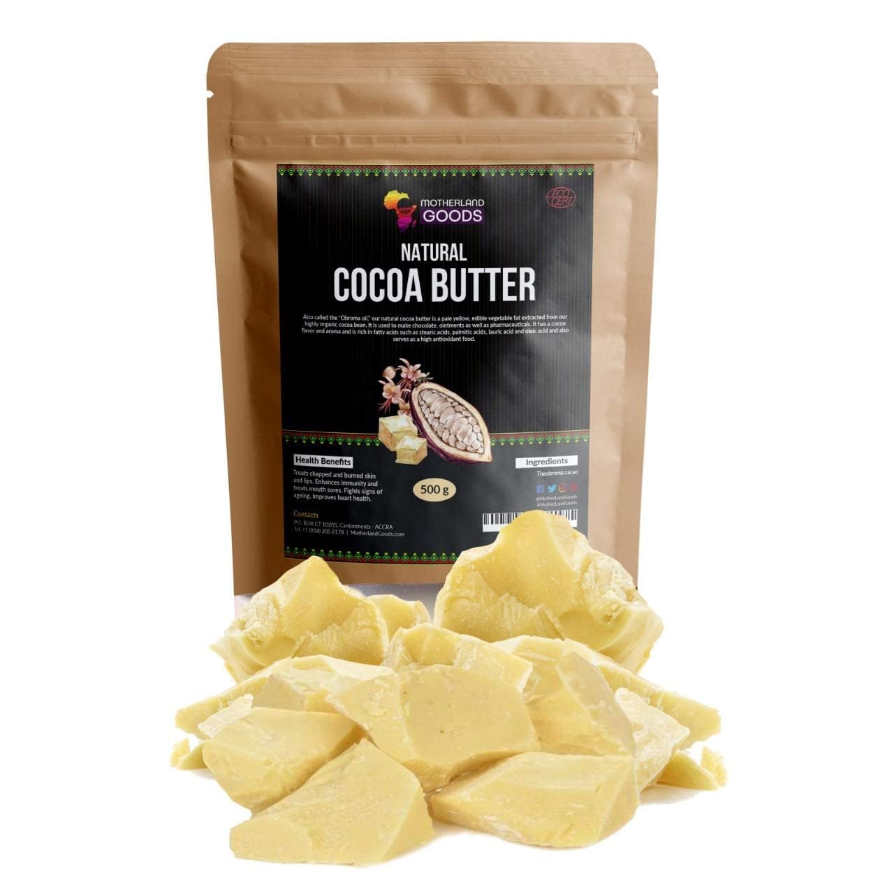 Motherland Goods cocoa butter chunks for skin hydration and DIY skincare use