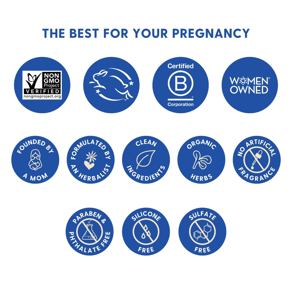 Motherlove Pregnant Belly Oil vegan label confirms plant-based formula for expectant moms.