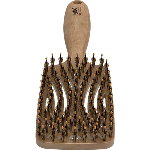 Mother's Corn Yao Boar Bristle Brush ball tipped bristles massage the scalp during brushing.