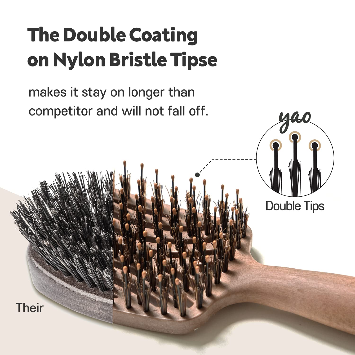 Mother's Corn Yao Boar Bristle Brush ideal for thick curly hair texture and control.