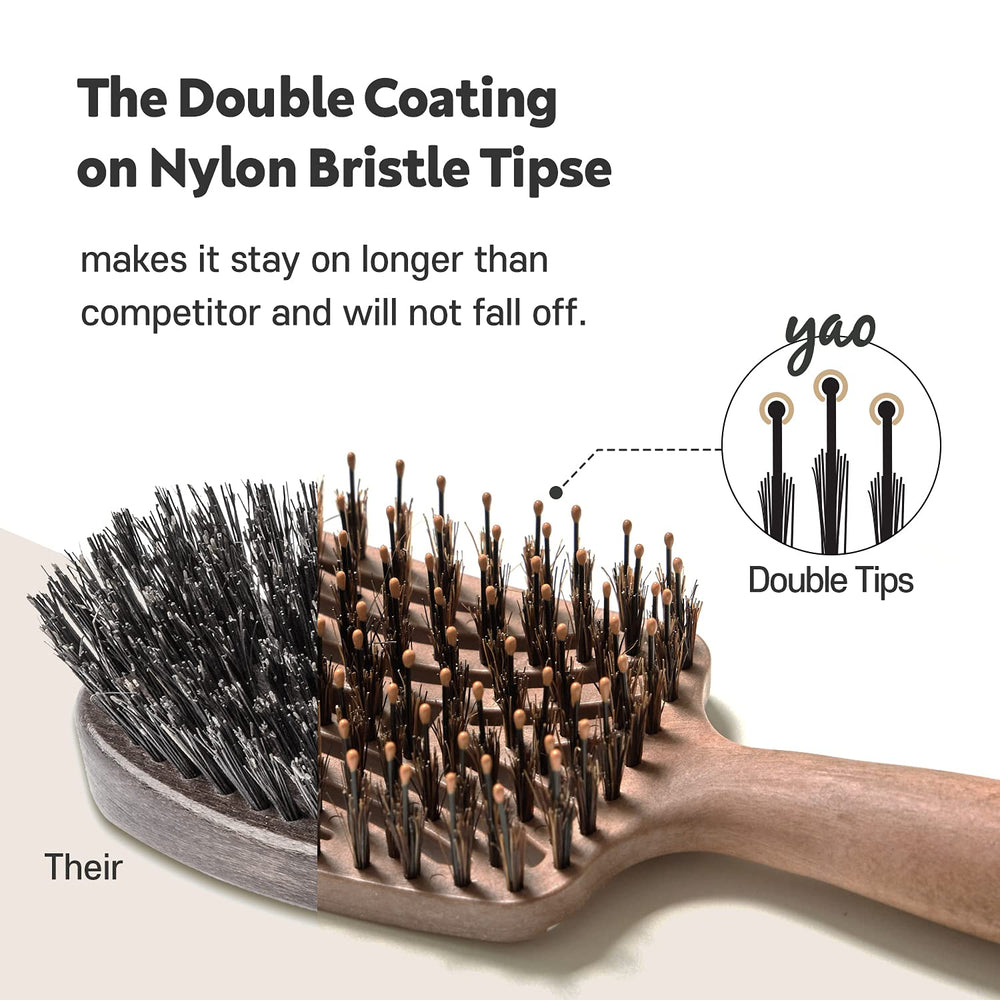 Mother's Corn Yao Boar Bristle Brush ideal for thick curly hair texture and control.