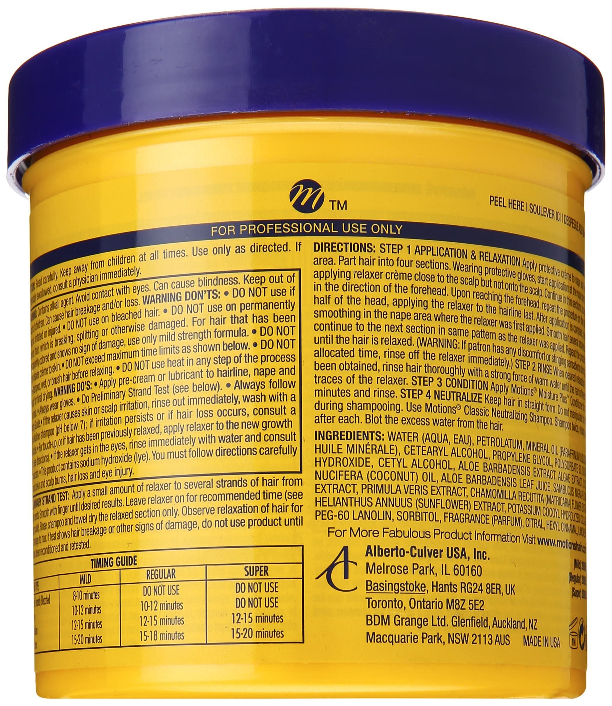 Motions classic-lye-relaxer-jar-cream displays a cream texture ideal for controlled application.