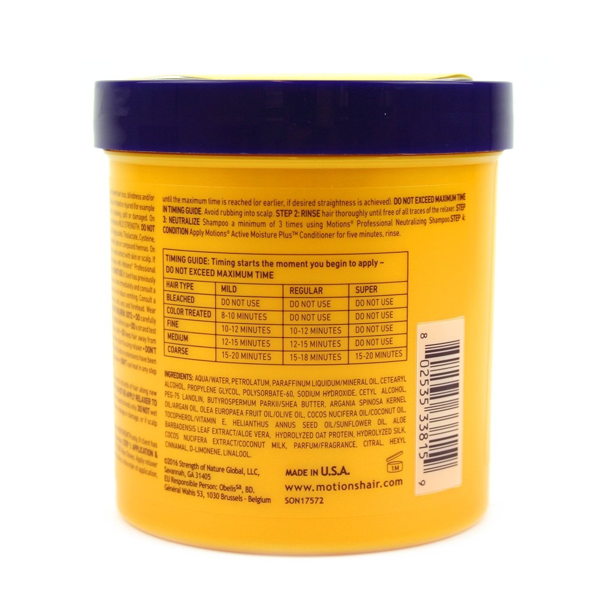 Motions classic-lye-relaxer-packaging-box illustrates ready-to-use convenience for quick styling prep.