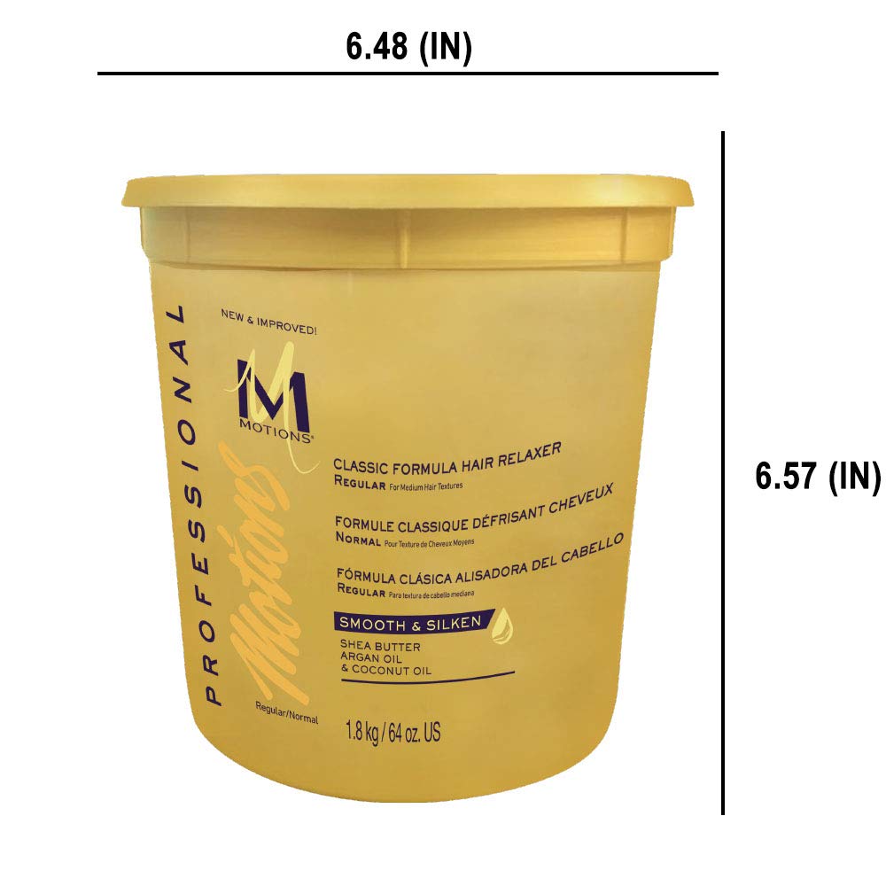 Motions Motons Regular Hair Relaxer no-base formulation with conditioning that locks onto each strand.