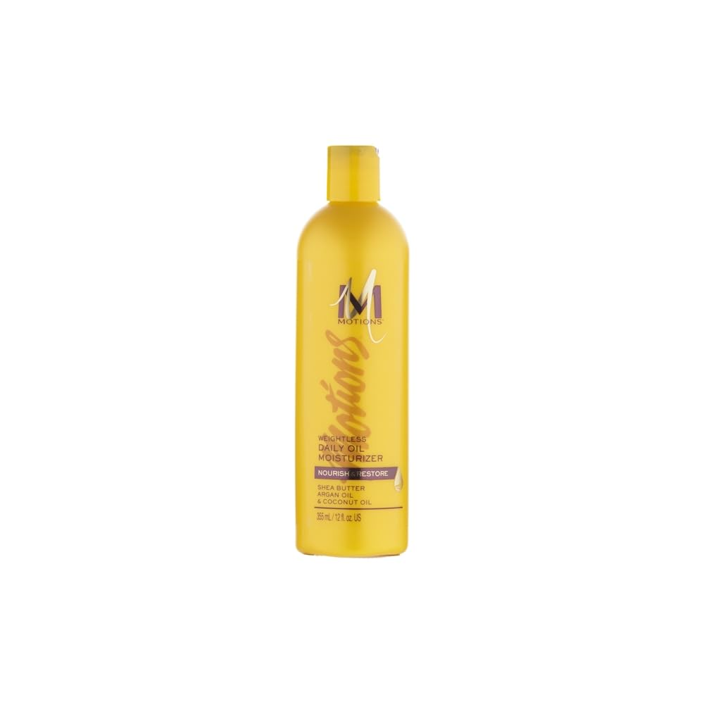 Motions Weightless Daily Oil Moisturizer pack bottle demonstrates lightweight hydration for daily use.