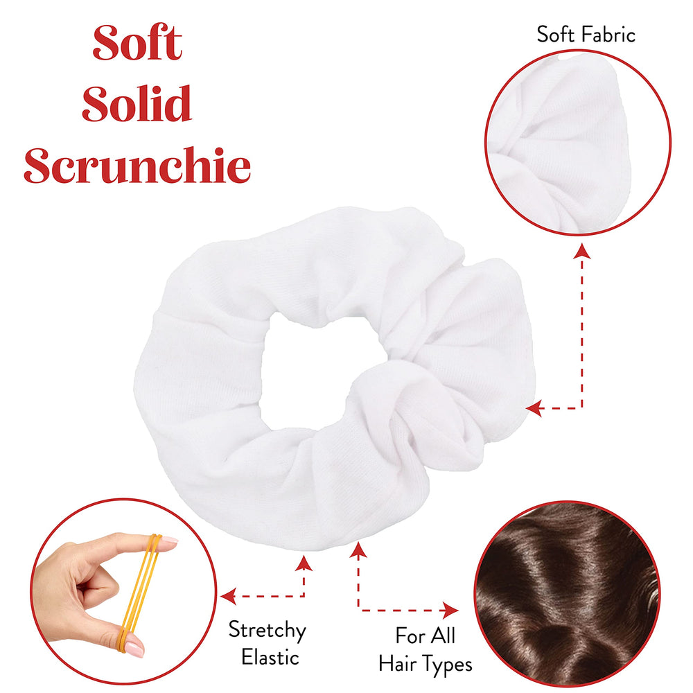 Motique Accessories solid scrunchies white on a ponytail demonstrating secure gentle grip