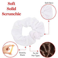 Motique Accessories solid scrunchies white on a ponytail demonstrating secure gentle grip