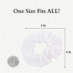 Motique Accessories solid scrunchies white packaging shot shows gift-ready presentation