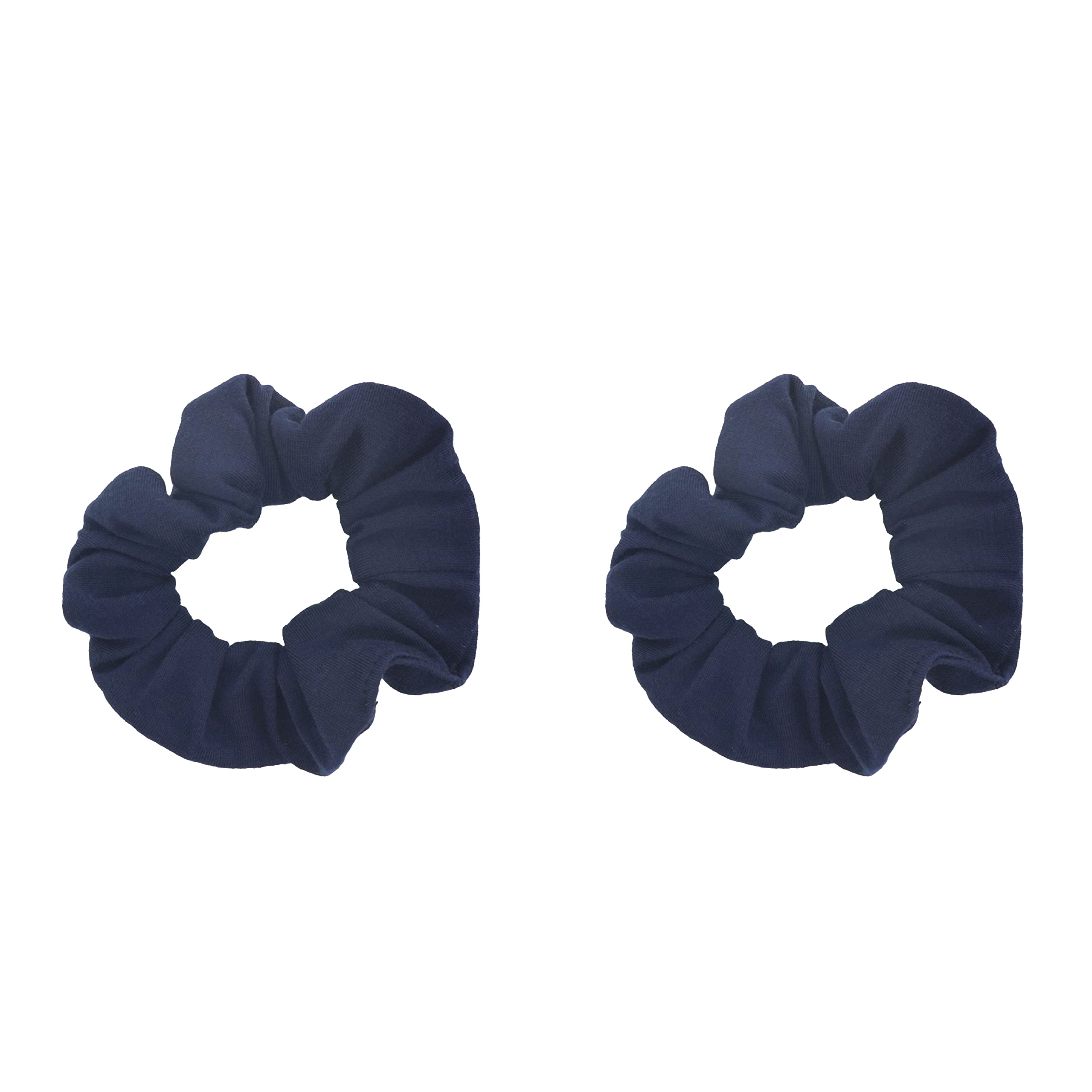 Motique Set2 navy solid scrunchies closeup - gentle hair-friendly stretch for everyday wear
