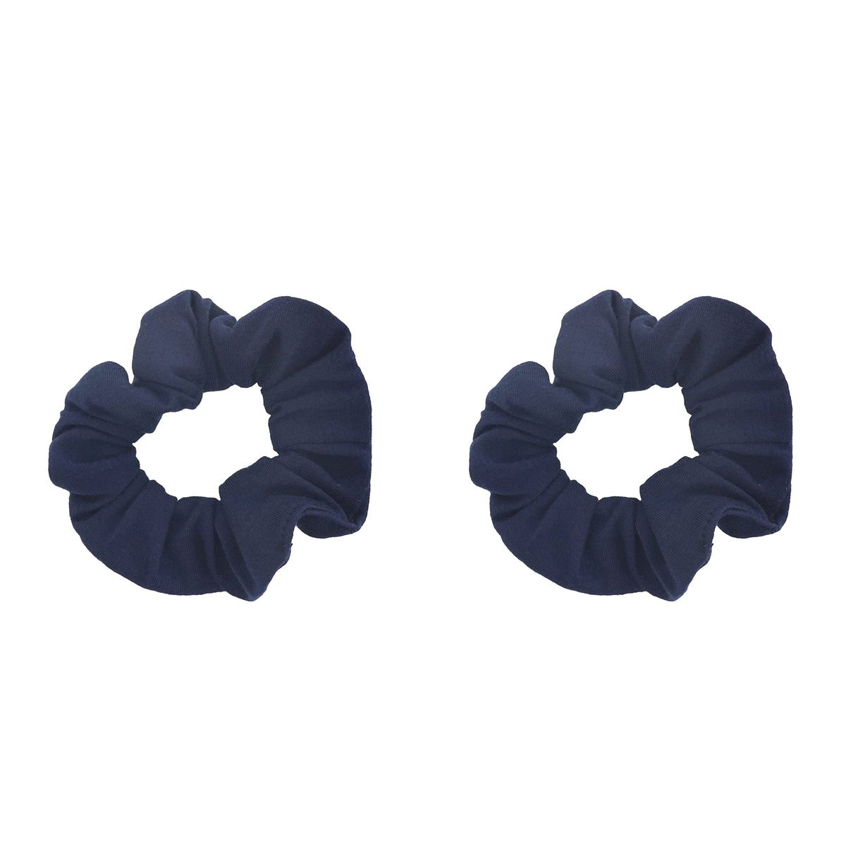 Motique Set2 navy solid scrunchies closeup - gentle hair-friendly stretch for everyday wear