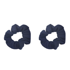 Motique Set2 navy solid scrunchies closeup - gentle hair-friendly stretch for everyday wear