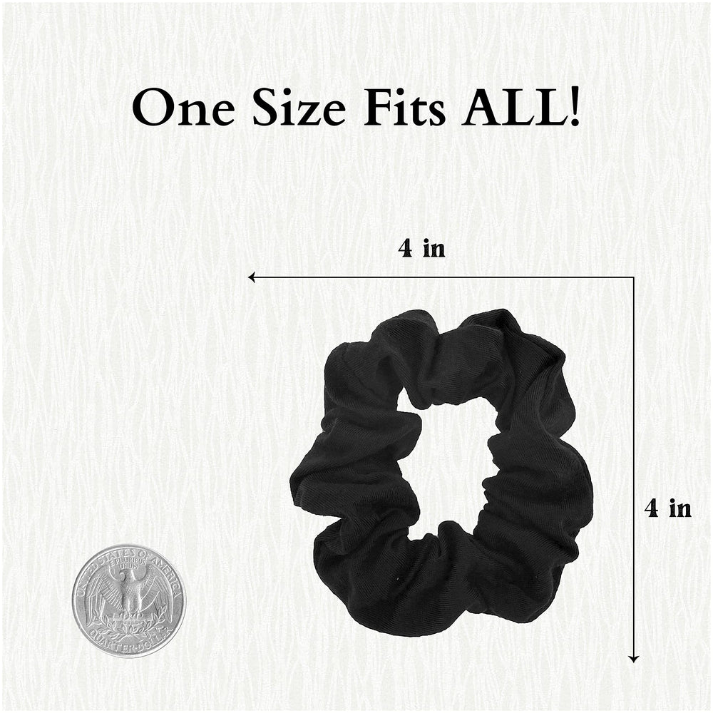 Motique solid scrunchies black in hair; secure, gentle hold with no pull