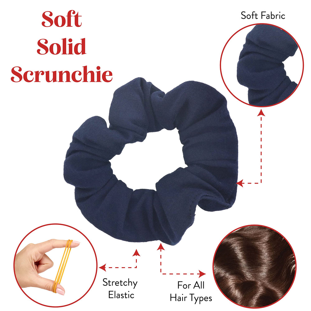Motique navy solid scrunchies closeup - smooth texture supports gentle hair handling