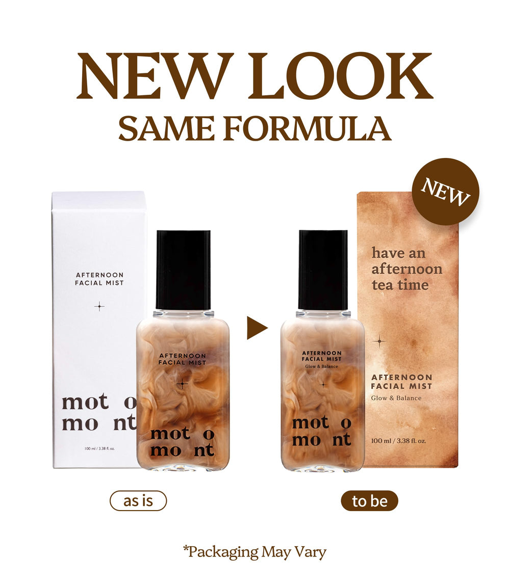 Motomont Milk Tea Dewy Skin Mist spritzing action refreshes makeup and skin.
