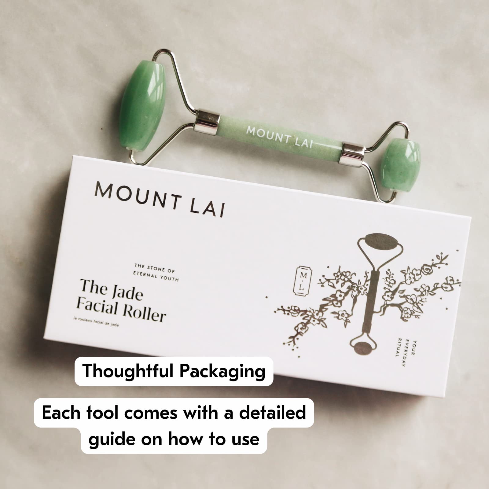 Mount Lai De-Puffing Jade Roller eases jaw tension.
