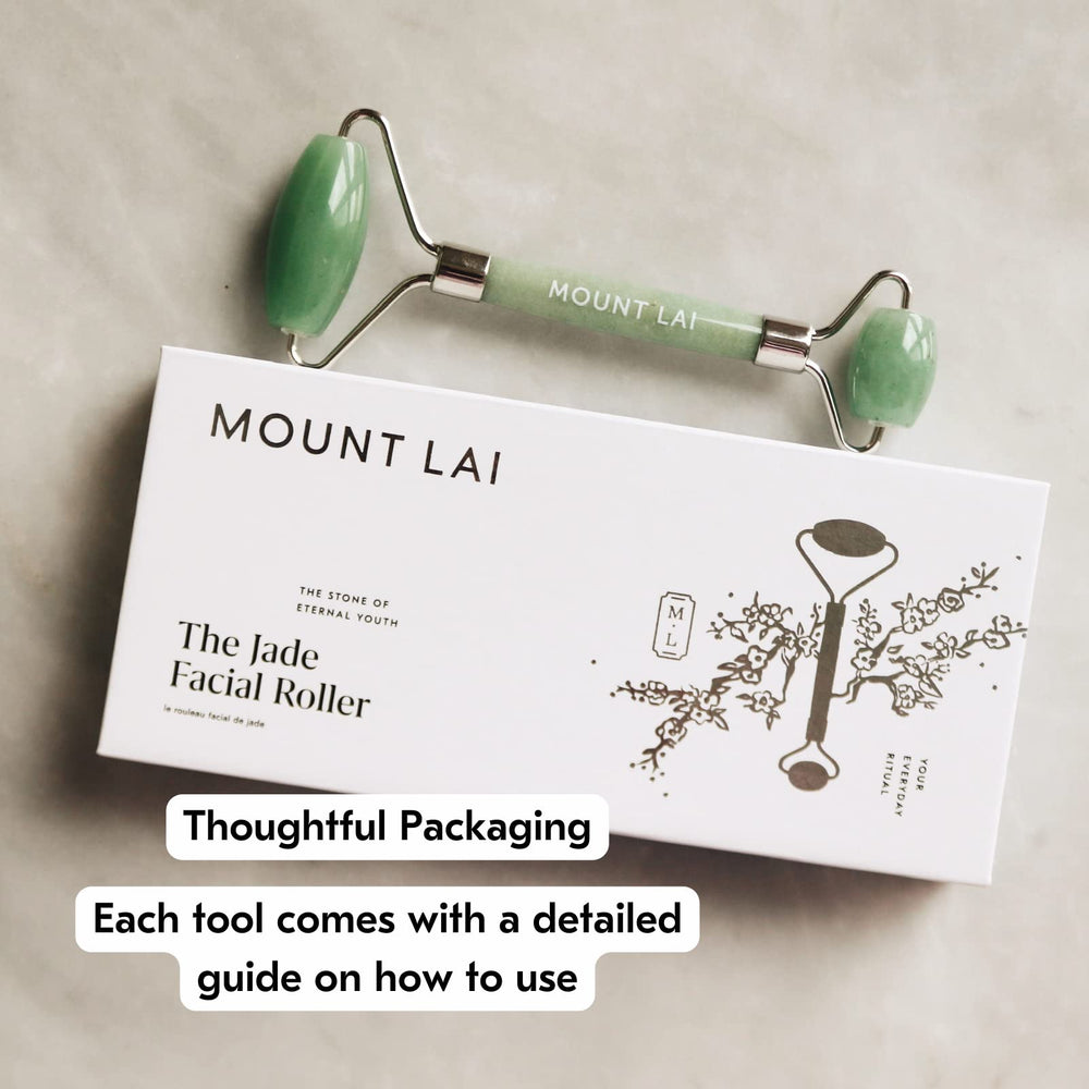 Mount Lai De-Puffing Jade Roller eases jaw tension.
