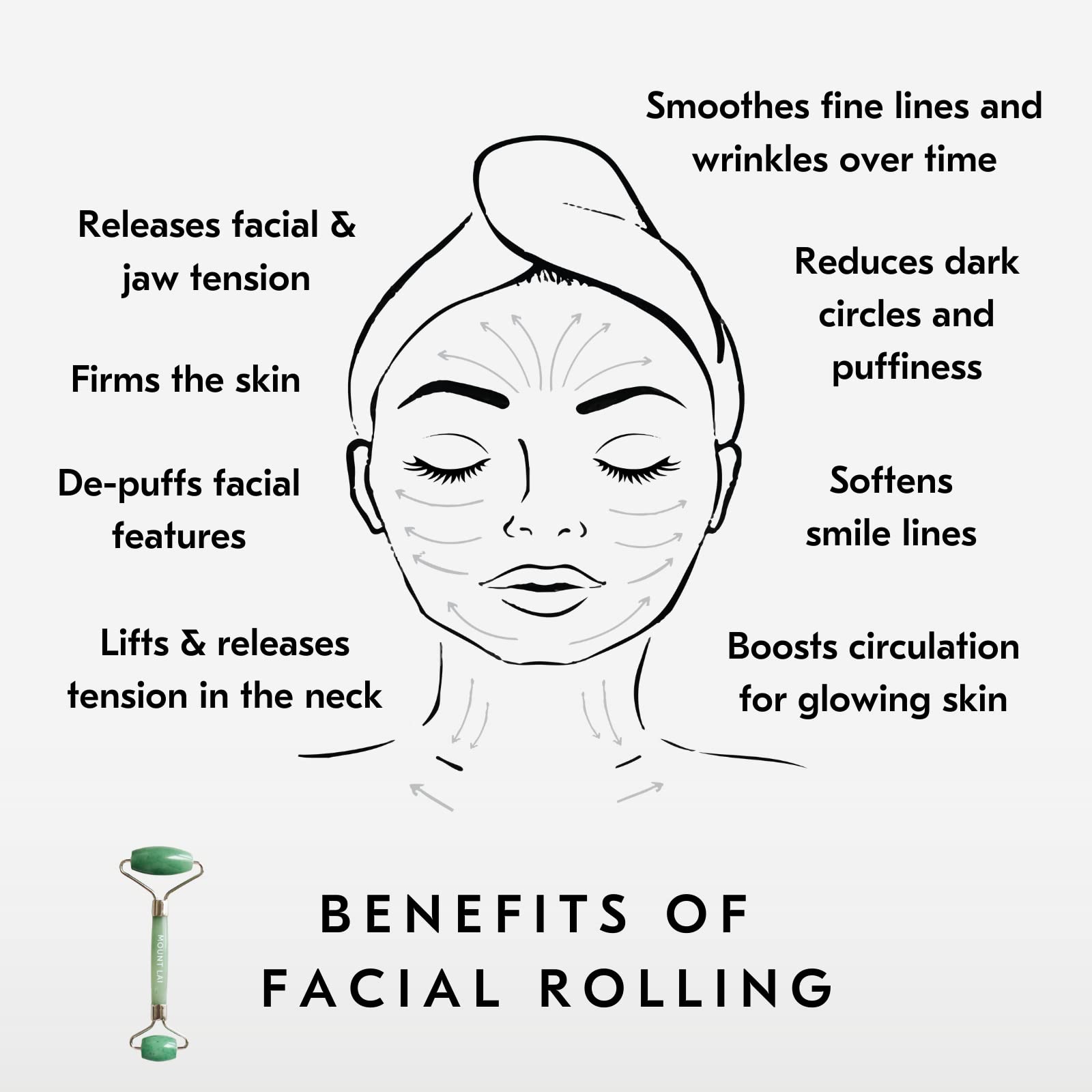 Mount Lai De-Puffing Jade Roller under-eye puffiness demonstration.
