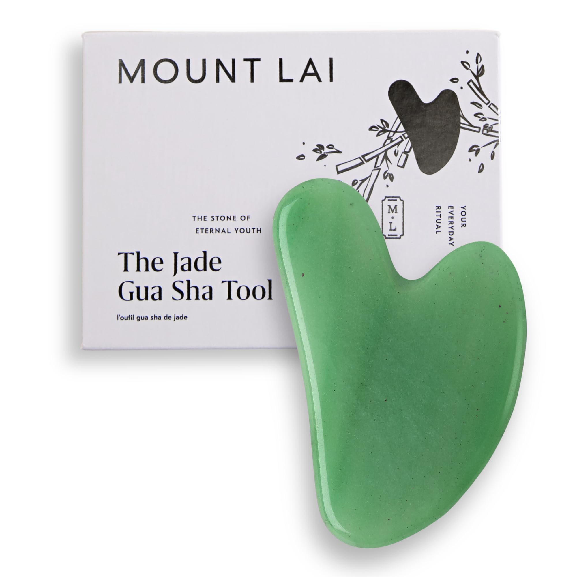 Mount Lai Jade Gua Sha tool full view for facial massage and lymphatic drainage
