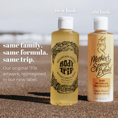 Mountain Ocean Body Trip application on skin showing quick absorption and soothing massage.