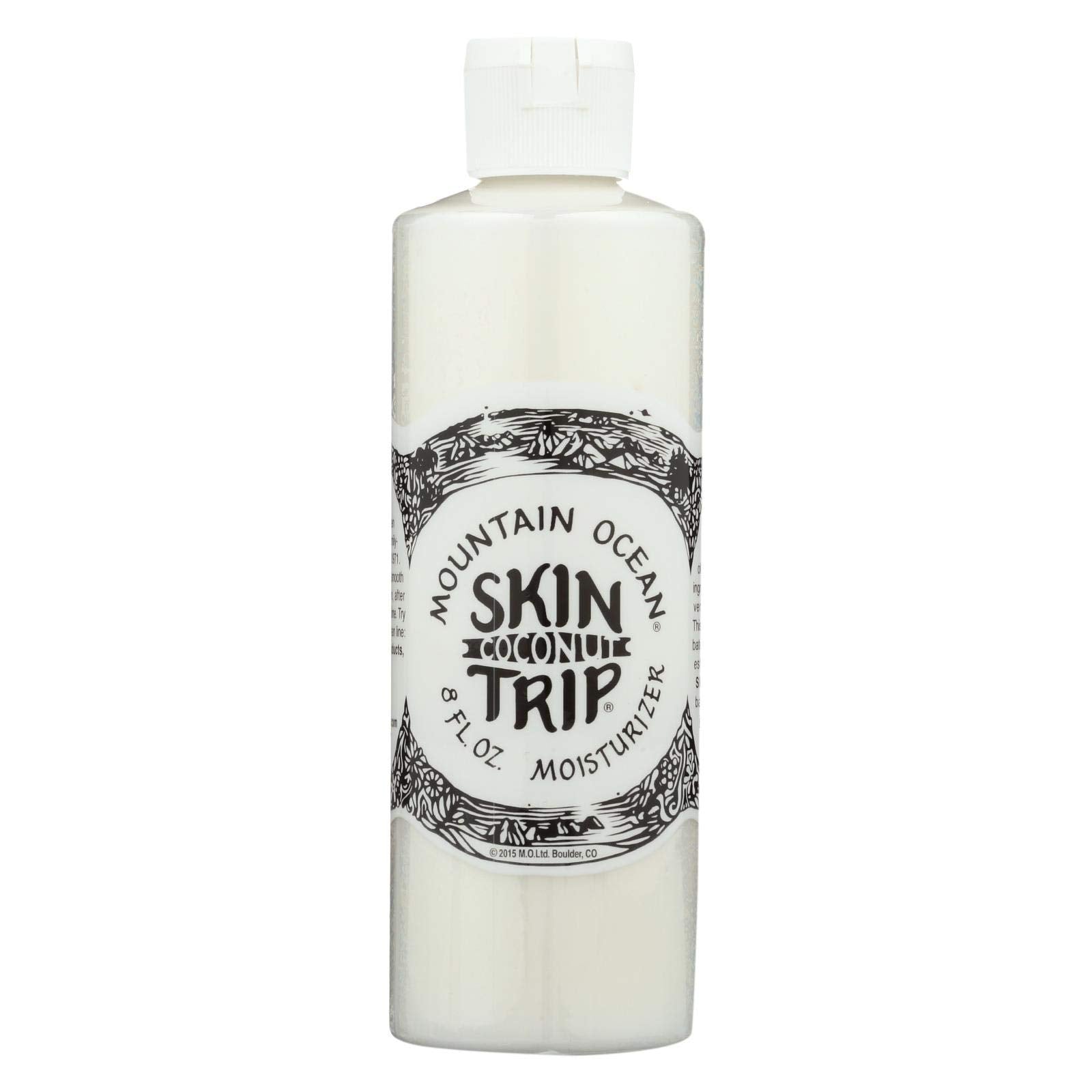 Mountain Ocean Coconut Skin Trip Moisturizer bottle promotes dry-skin hydration and smooth moisturized skin