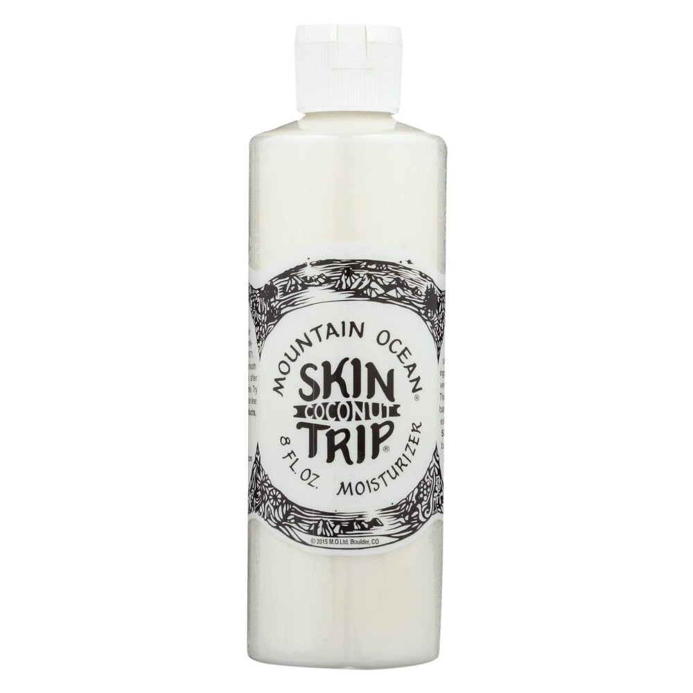 Mountain Ocean Coconut Skin Trip Moisturizer bottle promotes dry-skin hydration and smooth moisturized skin
