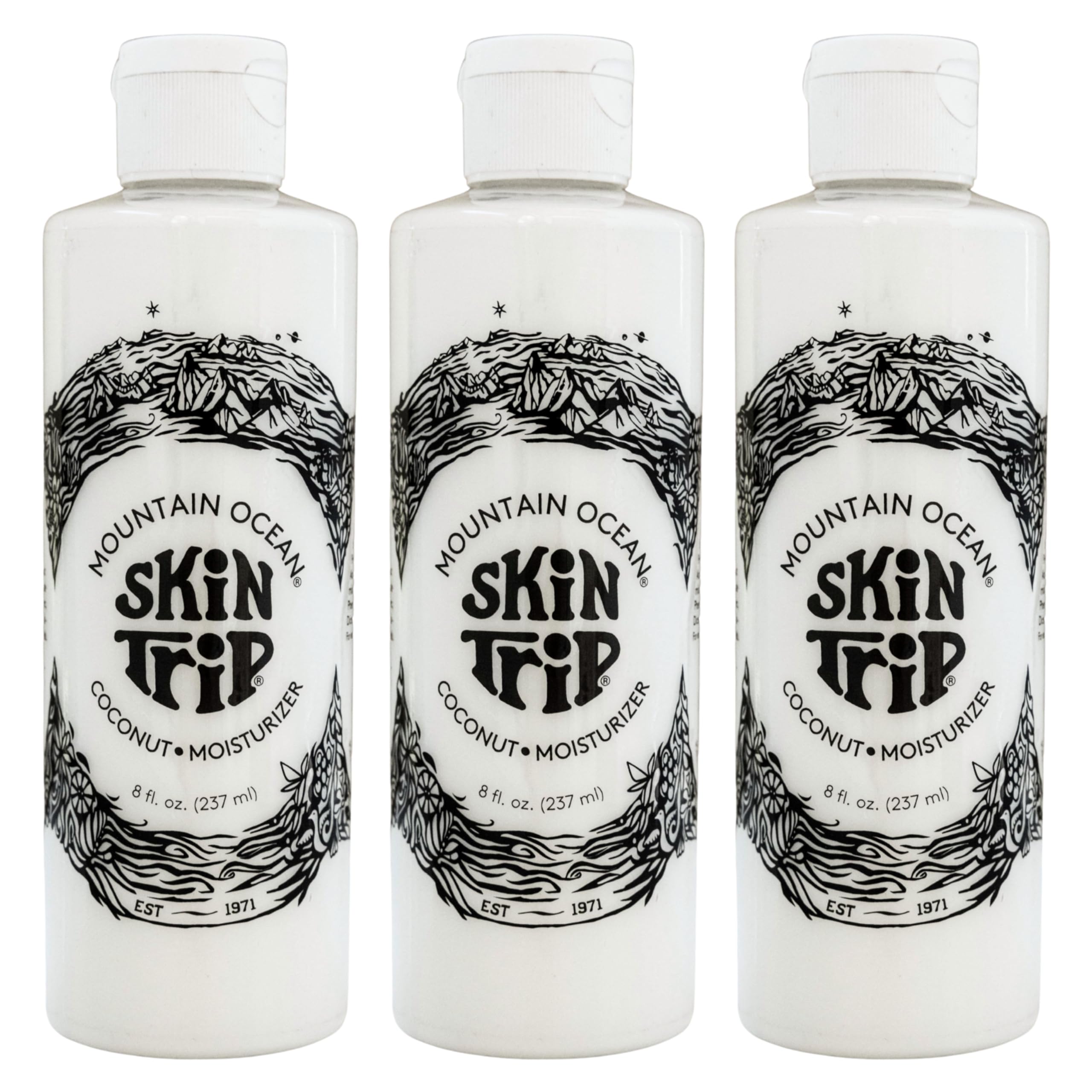 Mountain Ocean Skin Trip coconut body lotion pack-3 bottle provides lightweight hydration for daily use