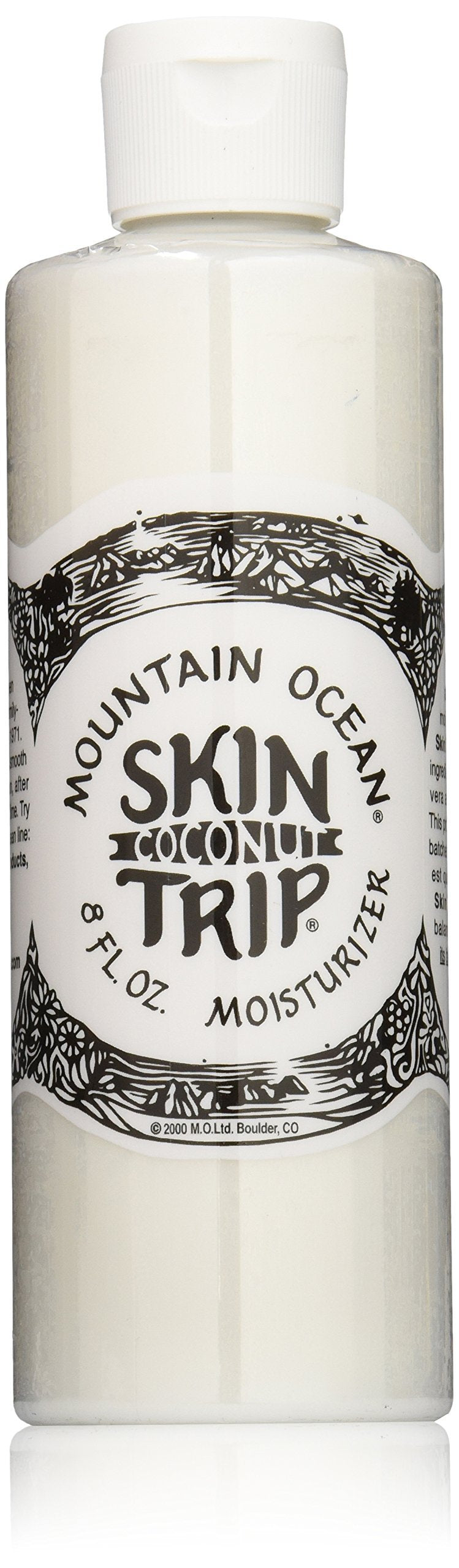 Mountain Ocean Skin Trip Coconut Moisturizer bottle delivers lightweight hydration for daily skin care.