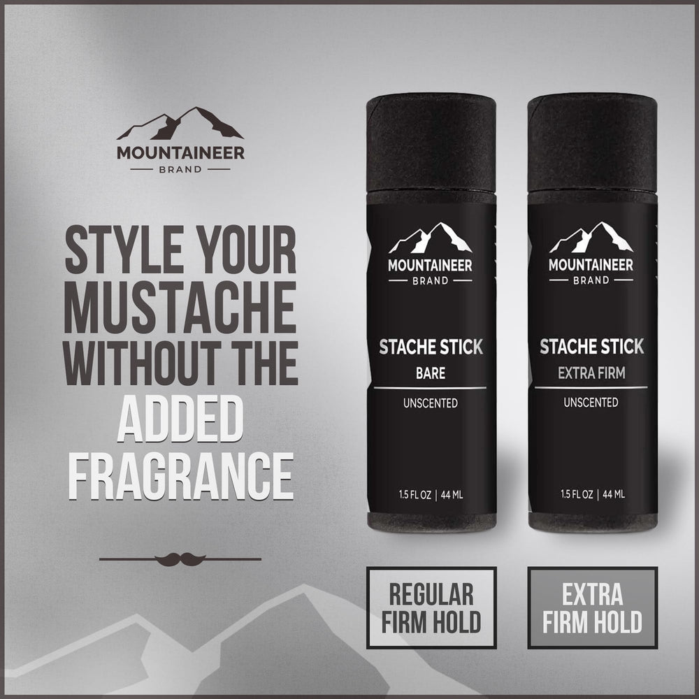 Shea and cocoa butter shown as ingredients in Mountaineer Brand Stache Stick.