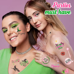 Adult wearing Movie Witch Tattoos for a playful party look