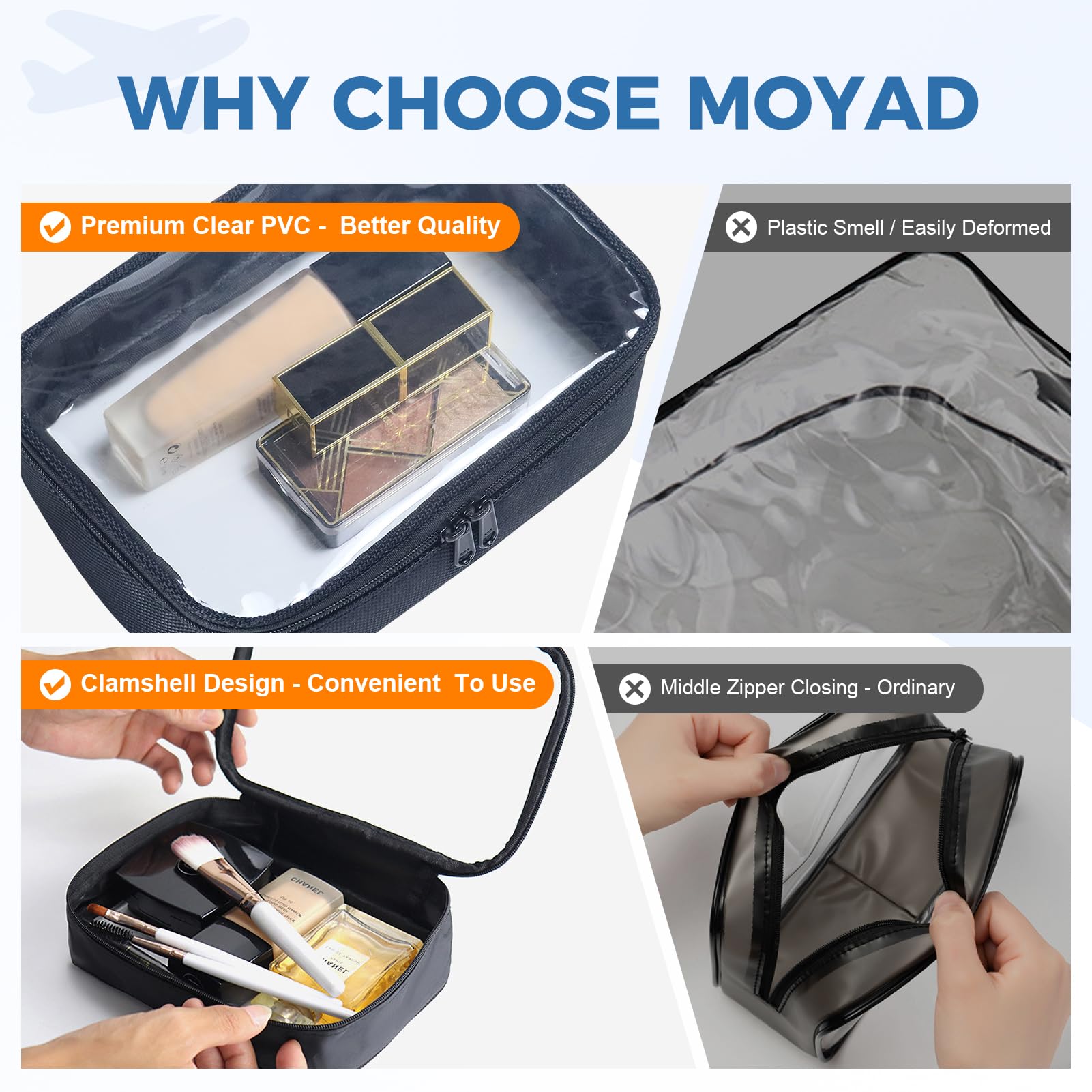 Moyad travel bag in luggage demonstrates compact carry-on friendly design.
