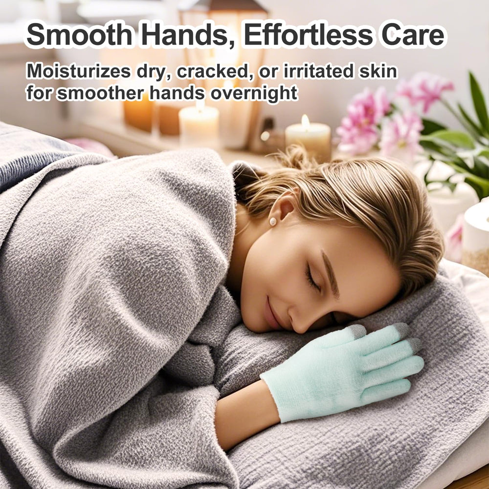 MoyRetty overnight moisturizing gloves with velour fabric highlight cozy all-night wear.