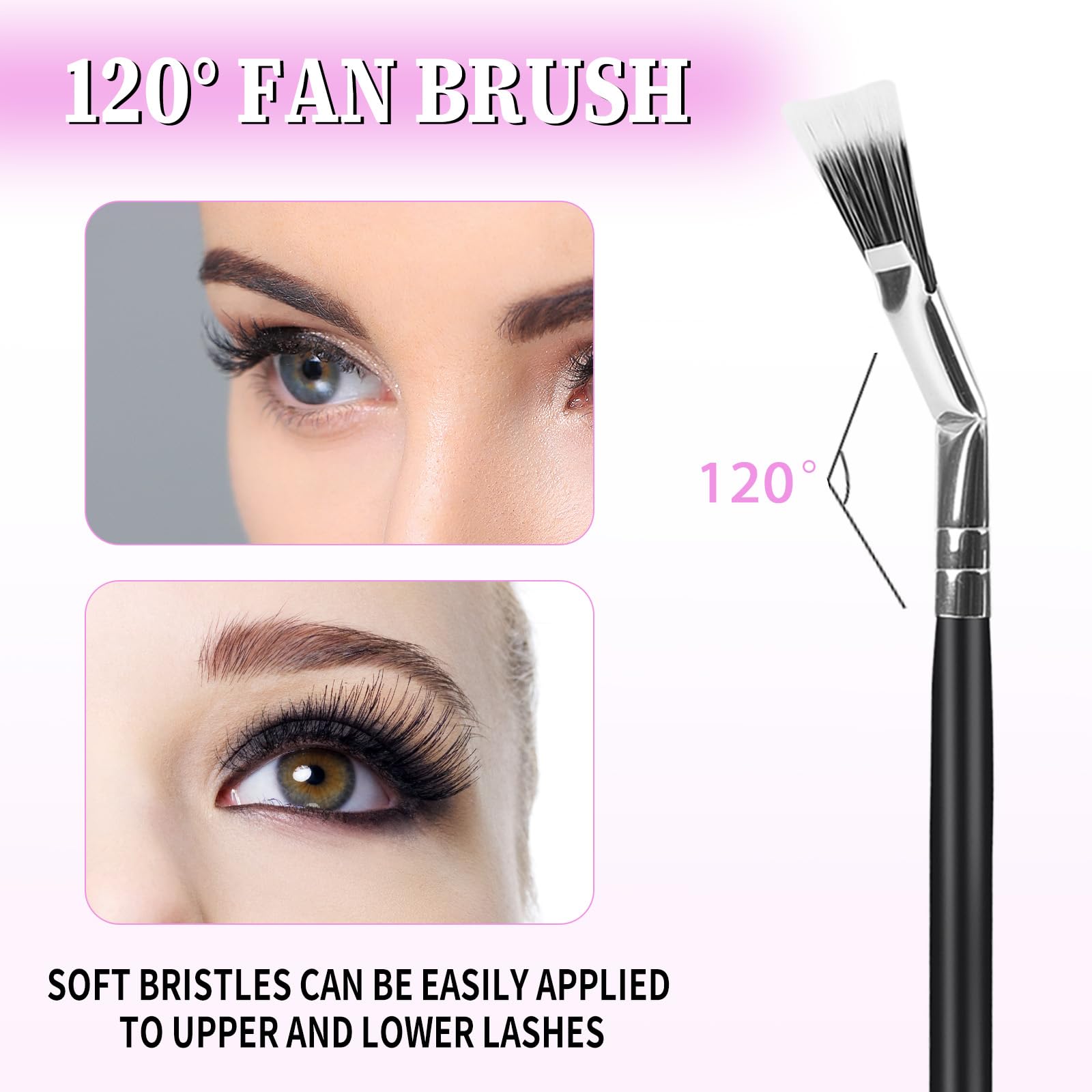 Mozeat Lens angled fan brush 120-degree spreads mascara from root to tip