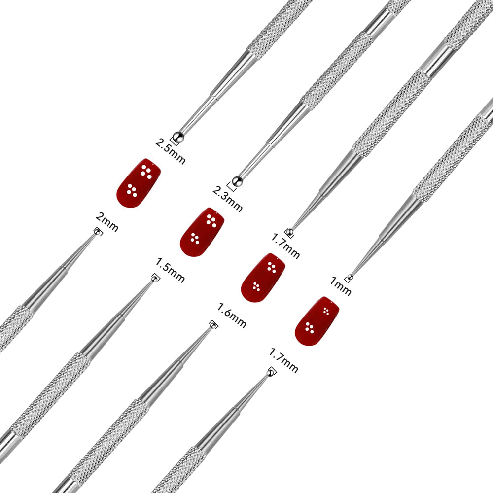Mozeat Lens ball-end tips (1mm-3mm) enable flawless polka dots and marbling.