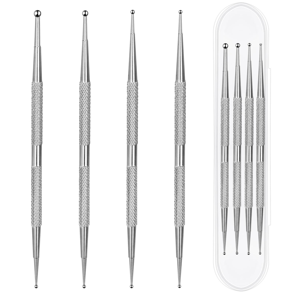Mozeat Lens dotting-tools-4-pcs-package demonstrates precise nail art creation.