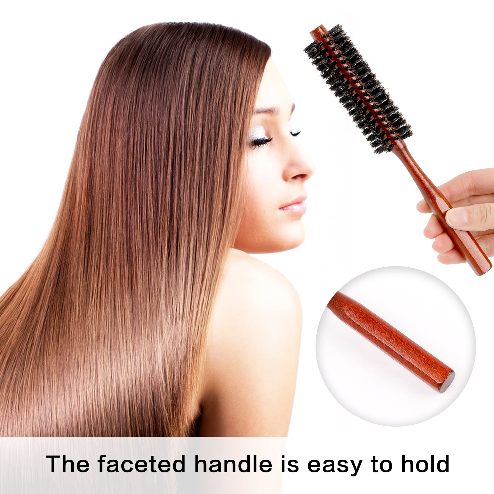 Mozeat Lens durable wood handle round bristle brush for everyday styling