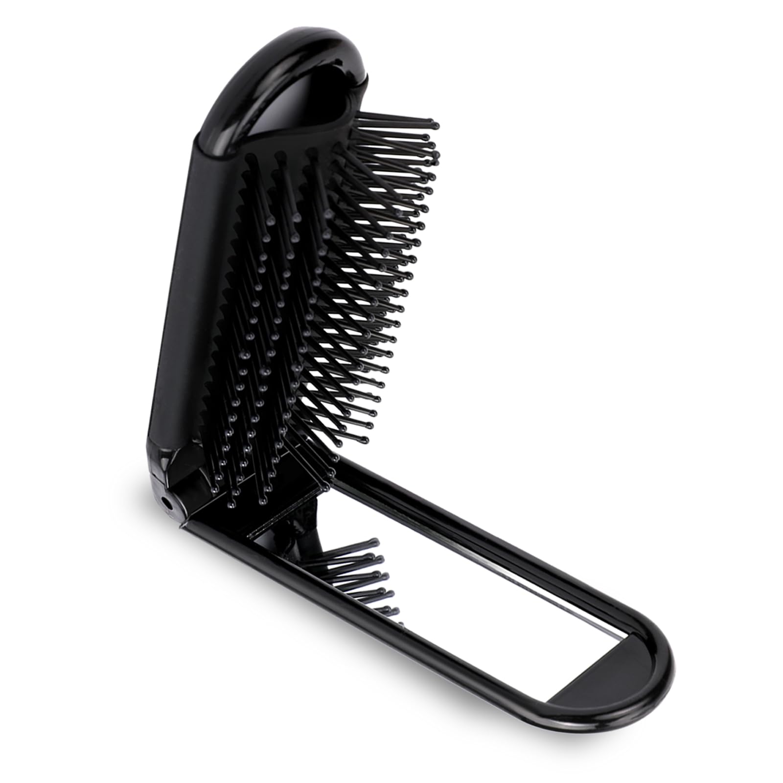 Mozeat Lens folded mirror travel brush fits purse for on-the-go touch-ups